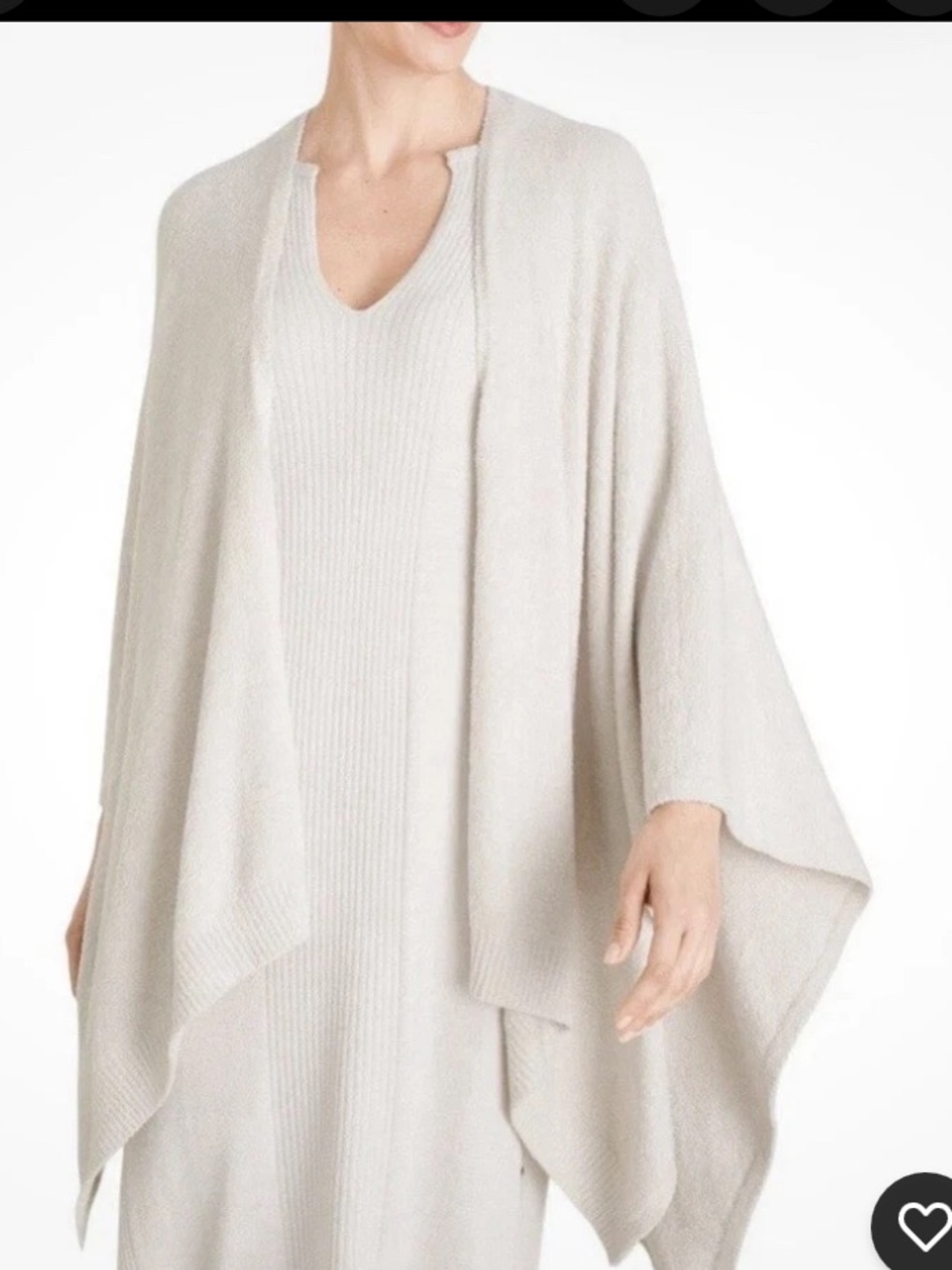 Barefoot Dreams Cozy Chic Shawl Cape Ivory Cream Soft One Size